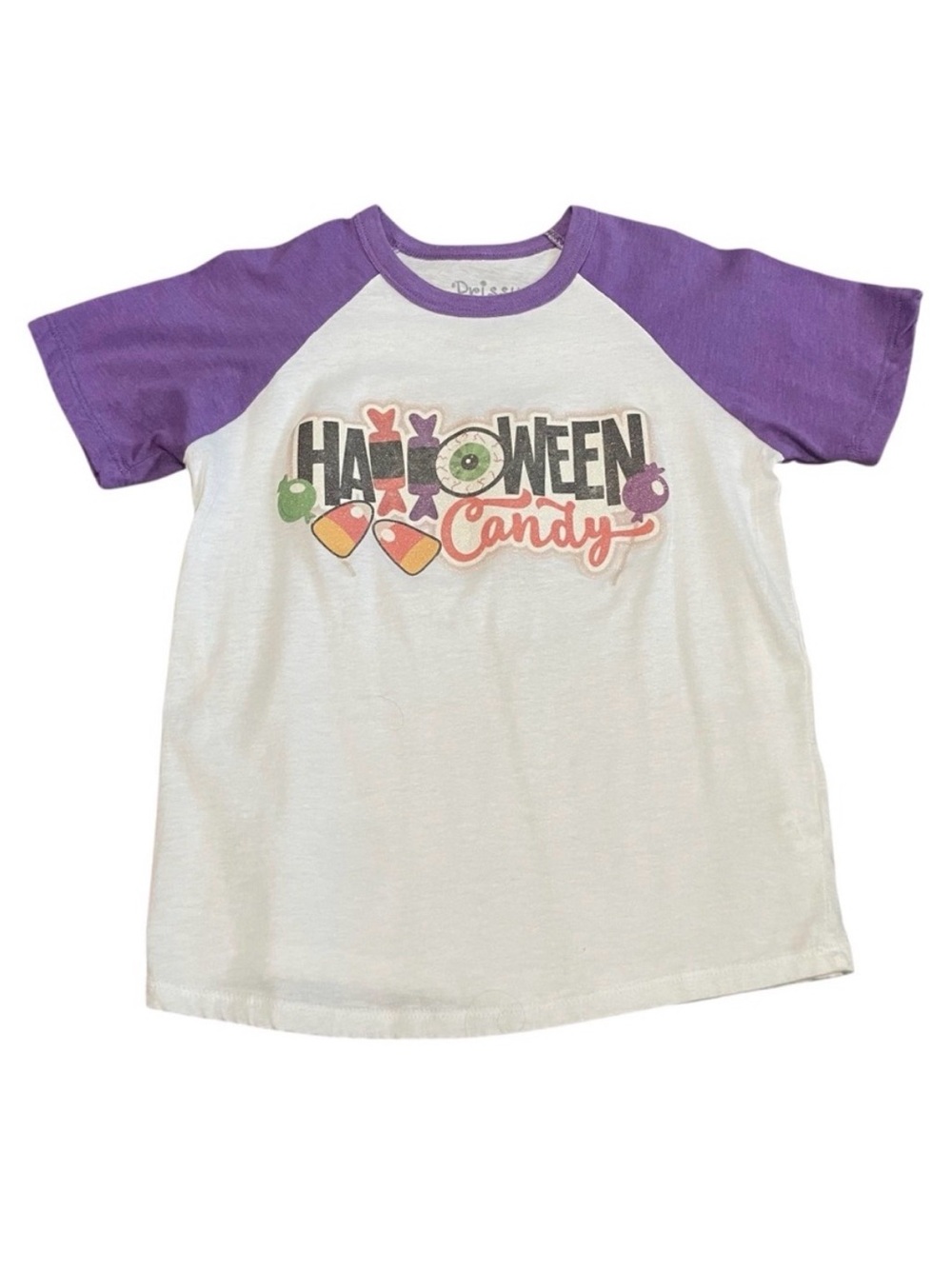 Prissy Pants Girls Halloween Candy Raglan Short Sleeve Shirt‎ Size 6-7